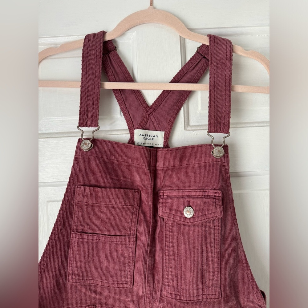 American Eagle Berry Corduroy Overalls